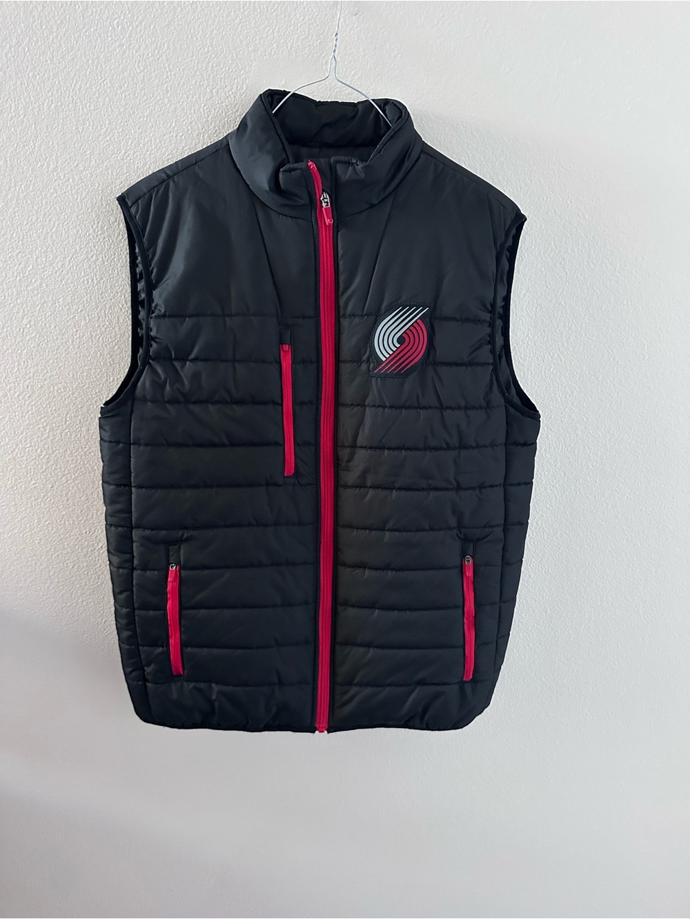 NBA Black Puffer Vest with Red Trim